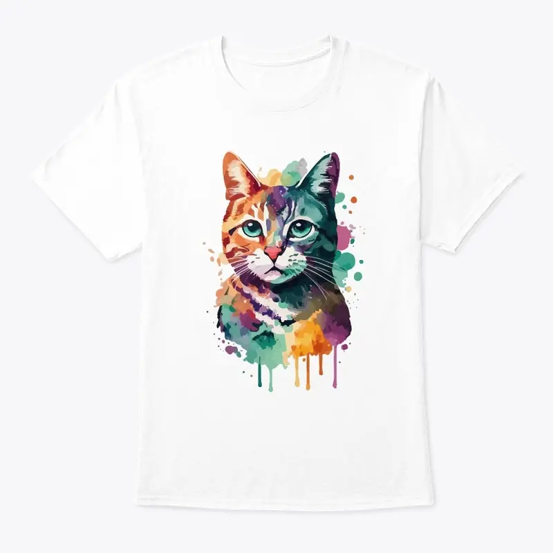 Cat Water Color T-Shirt